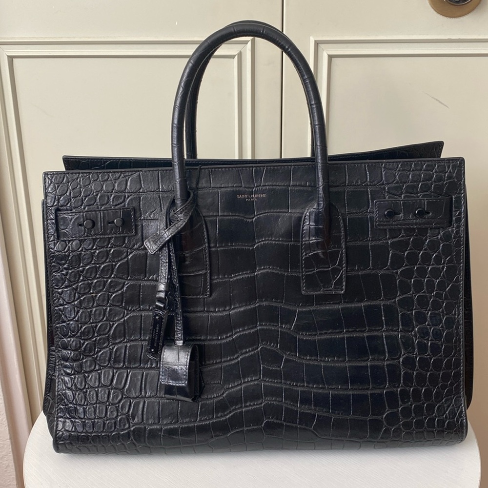 SAINT LAURENT Med/Lrg Croc Sac Du Jour - Picture 2 of 14